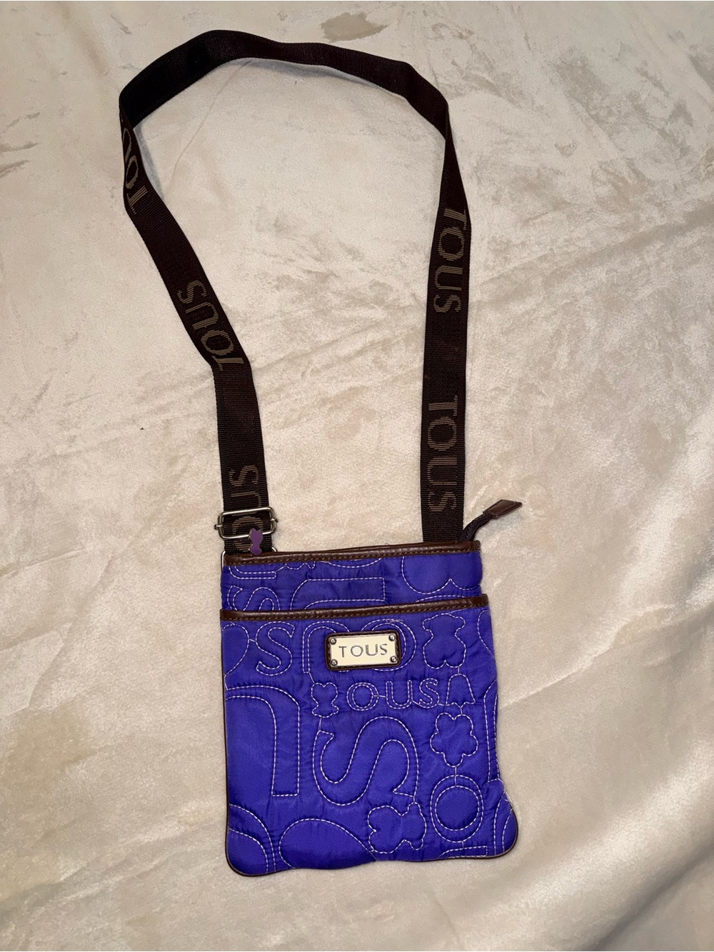 TOUS Blue-Purple Quilted Crossbody with Branded Strap
